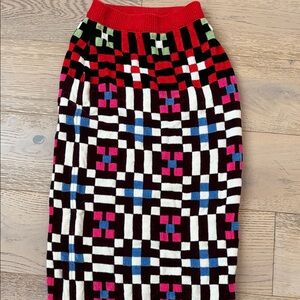 LA DoubleJ Red and Blue Checkered Pencil Skirt